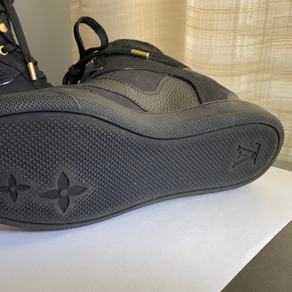 Louis Vuitton black monogram hi top rubber leather hi top fashion shoes wedges - Picture 9 of 11